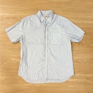 Faherty Light Blue Short Sleeve Button Up Shirt Cotton Tencel Mens L Classic